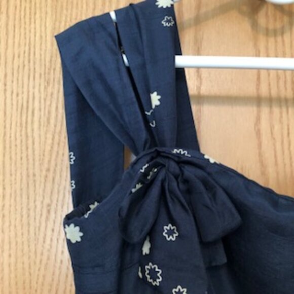 Rare Vintage 1950s David Levine Navy White Rayon Double Strap Dress 14 Large - Picture 3 of 7